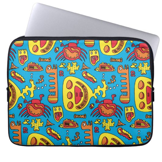 Crazy Ocean Creatures and Yellow Submarine Laptopschutzhülle (Vorderseite)