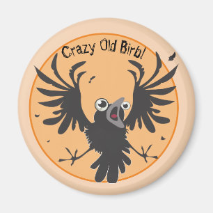 Crazy Old Birb Raven Magnet