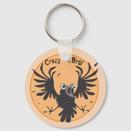 Crazy Old Birb Raven Schlüsselanhänger (Vorderseite)