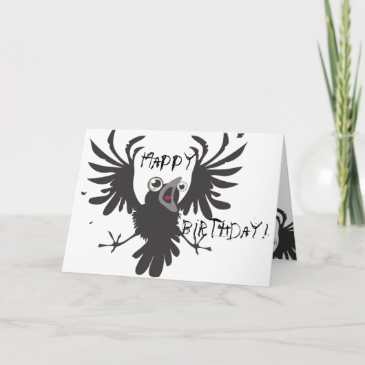 Crazy Old Bird, Happy Birthday! Raven Card Karte (Vorderseite)