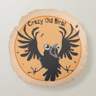 Crazy Old Birn Raven Rundes Kissen