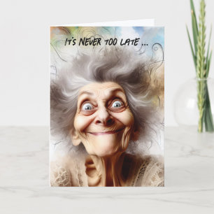 Crazy Old Lady für ältere Geburtstage Karte