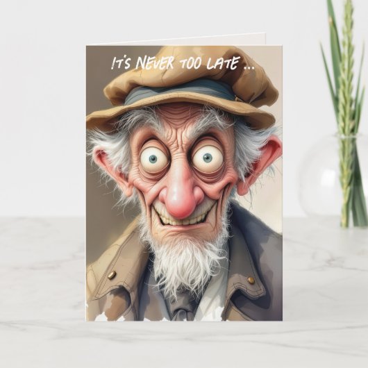 Crazy Old Man für das Ältere Geburtstag. Karte (Vorderseite)