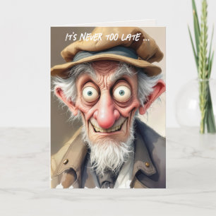 Crazy Old Man für das Ältere Geburtstag. Karte