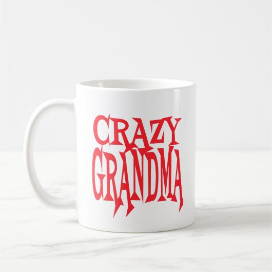Crazy Oma in Rot Kaffeetasse (Links)