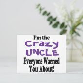 Crazy Oncle Warning Postkarte (Stehend Vorderseite)