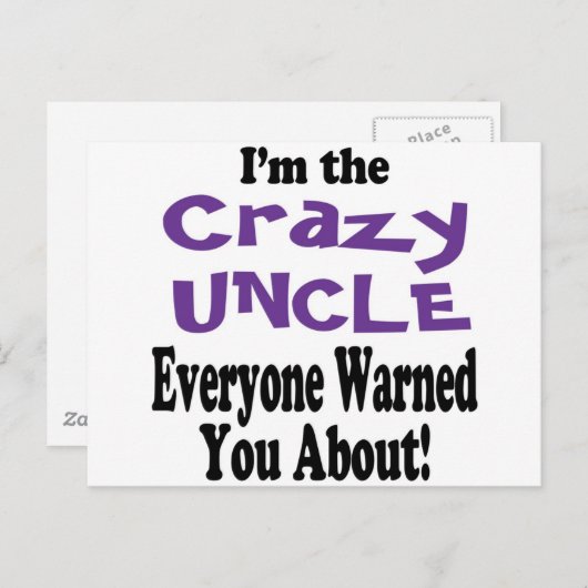 Crazy Oncle Warning Postkarte (Vorne/Hinten)