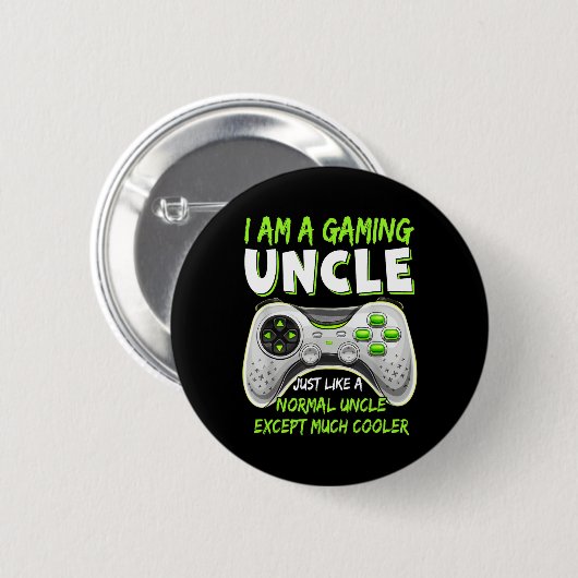 Crazy Onkel Funny Oncle Gaming Video Game Lover Fu Button (Vorne & Hinten)