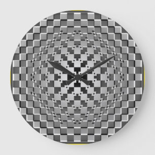 Crazy Optical Illusion - Morphing Metal Square Große Wanduhr
