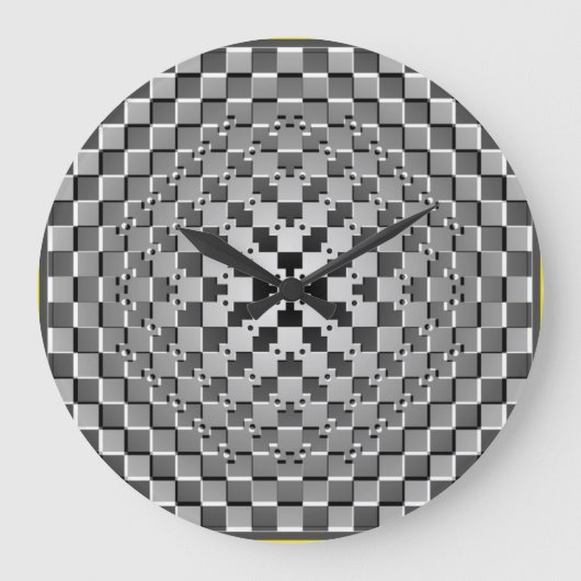 Crazy Optical Illusion - Morphing Metal Square Große Wanduhr (Vorderseite)