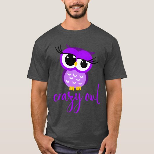 Crazy Owl Lady Niedlich Nocturnal Bird Predator Bi T-Shirt (Vorderseite)