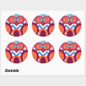 Crazy Owl Zickzack Lila Orange Pink Blue Runder Aufkleber (Blatt)