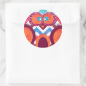 Crazy Owl Zickzack Lila Orange Pink Blue Runder Aufkleber (Tasche)