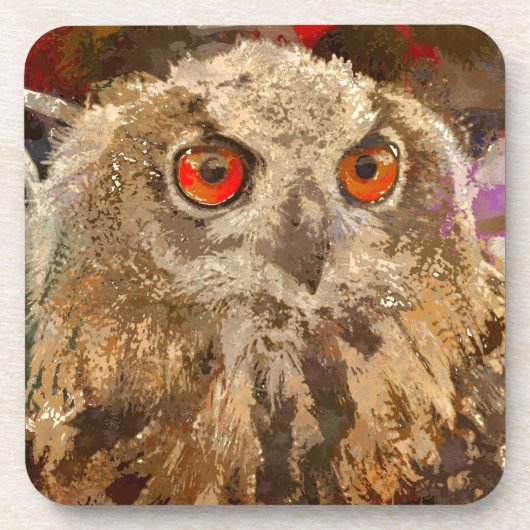 Crazy Paint - Owl Getränkeuntersetzer (Vorderseite)