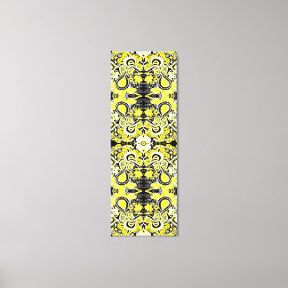 Crazy Paisley Kaleidoscope Gelb & Schwarz Leinwanddruck