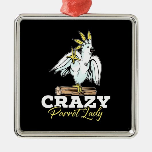 Crazy Parrot Lady Ornament Aus Metall (Vorne)