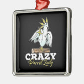 Crazy Parrot Lady Ornament Aus Metall (Links)