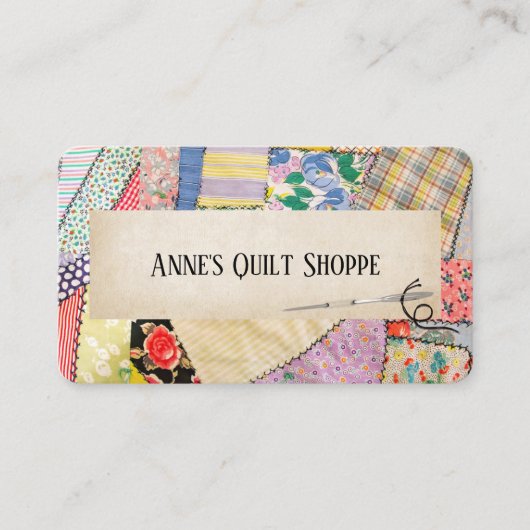 Crazy Patchwork Quilt Design Visitenkarte (Vorderseite)