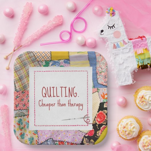 Crazy Patchwork Quilt mit Fun Quote Pappteller (Party)