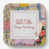 Crazy Patchwork Quilt mit Fun Quote Pappteller (Vorderseite)