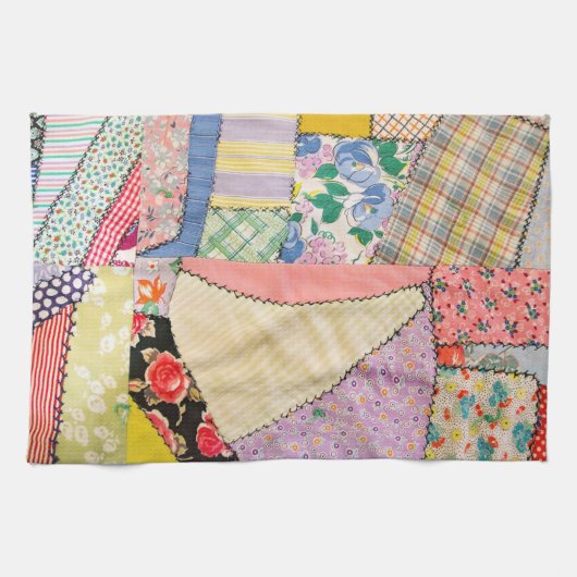 Crazy Patchwork Quilt mit Zigzag Stitching Geschirrtuch (Horizontal)