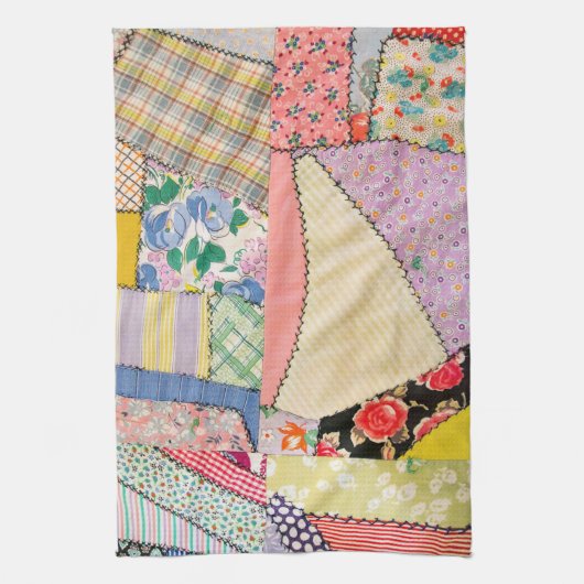 Crazy Patchwork Quilt mit Zigzag Stitching Geschirrtuch (Vertikal)