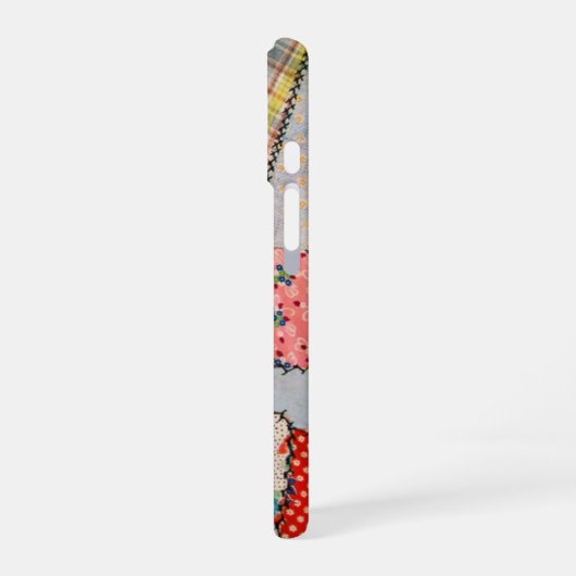 Crazy Patchwork Quilt mit Zigzag Stitching iPhone 16 Hülle (Linke Seite)