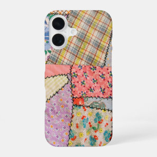 Crazy Patchwork Quilt mit Zigzag Stitching iPhone 16 Hülle