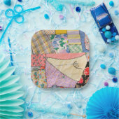 Crazy Patchwork Quilt mit Zigzag Stitching Pappteller (Party)