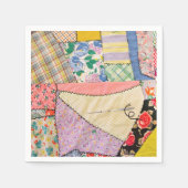 Crazy Patchwork Quilt mit Zigzag Stitching Serviette (Vorderseite)