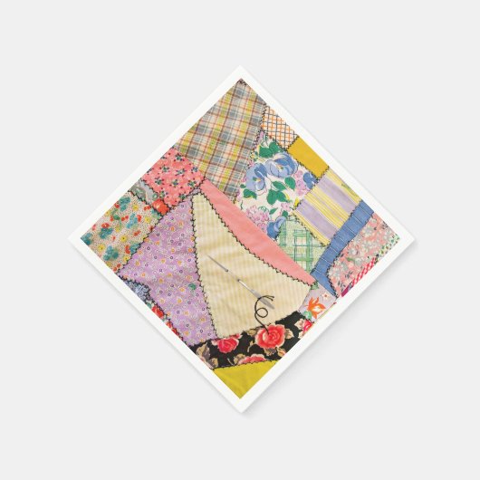 Crazy Patchwork Quilt mit Zigzag Stitching Serviette (Ecke)