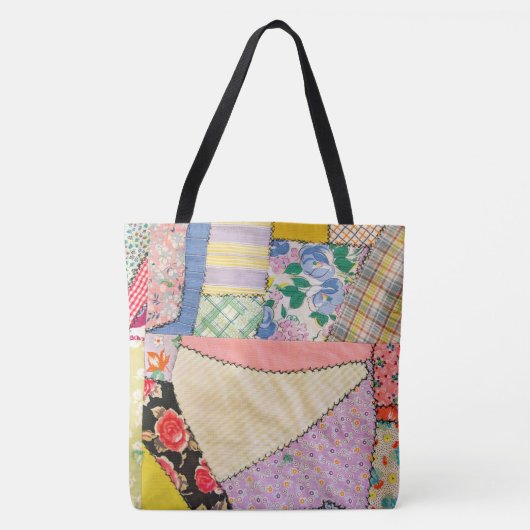Crazy Patchwork Quilt mit Zigzag Stitching Tasche (Vorderseite)