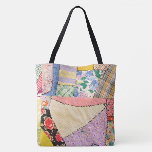 Crazy Patchwork Quilt mit Zigzag Stitching Tasche (Rückseite)