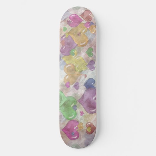 Crazy Pattern Rainbow Hearts Skateboard (Vorderseite)