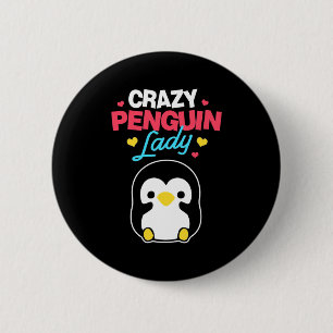 Crazy Penguin Lady Button