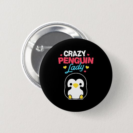 Crazy Penguin Lady Button (Vorne & Hinten)