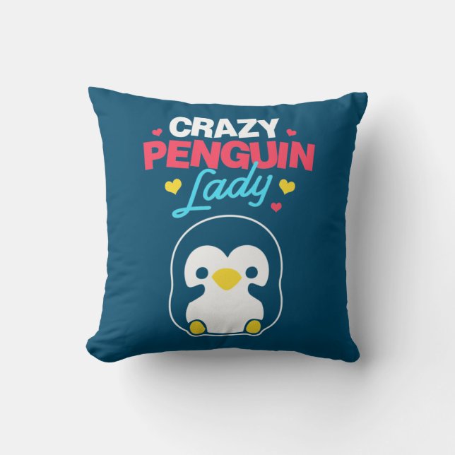 Crazy Penguin Lady Kissen (Vorderseite)
