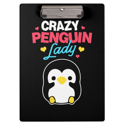 Crazy Penguin Lady Klemmbrett (Vorderseite)