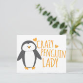 Crazy Penguin Lady Postkarte (Stehend Vorderseite)