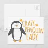 Crazy Penguin Lady Postkarte (Vorne/Hinten)