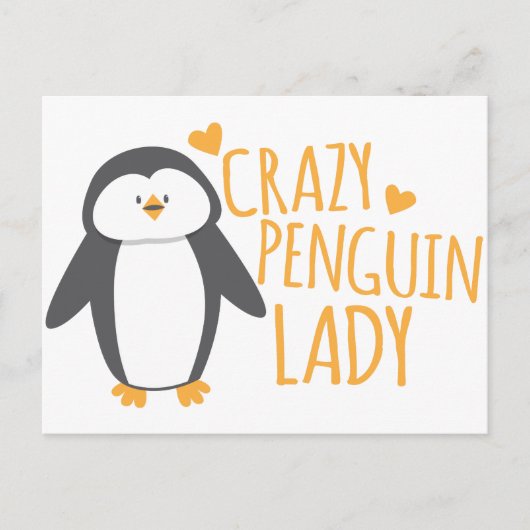Crazy Penguin Lady Postkarte (Vorderseite)