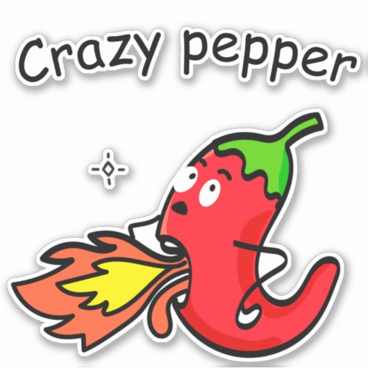 Crazy Pepper Funny Red Chili Warmes Gemüse Aufkleber (Vorderseite)