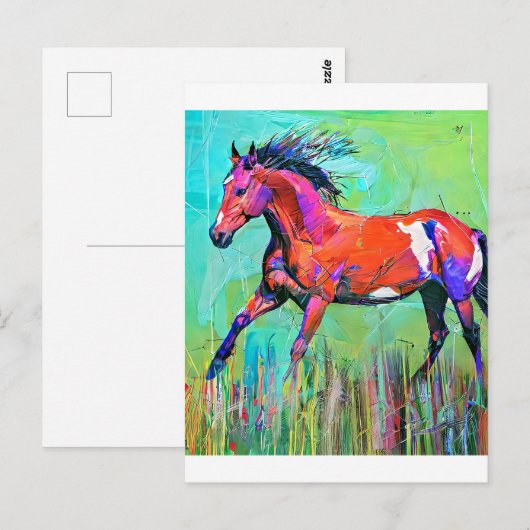 Crazy Pferd Postkarte (Vorne/Hinten)
