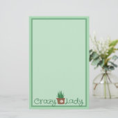 Crazy Pflanze Lady Briefpapier (Stehend Vorderseite)