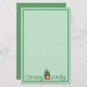 Crazy Pflanze Lady Briefpapier (Vorne/Hinten)