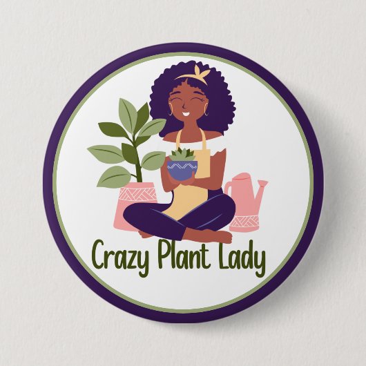 Crazy Pflanze Lady Button (Vorderseite)