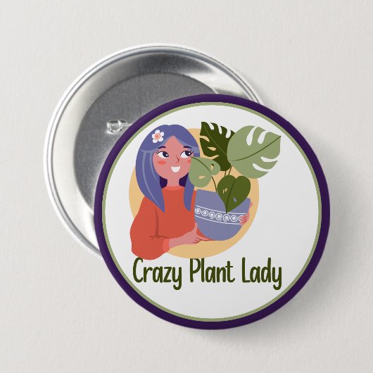 Crazy Pflanze Lady Button (Vorne & Hinten)