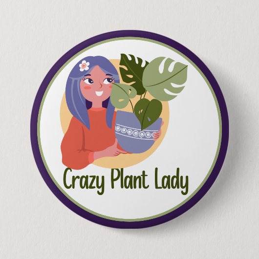 Crazy Pflanze Lady Button (Vorderseite)