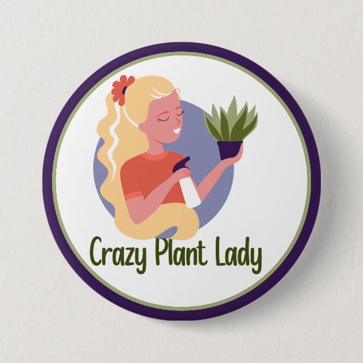 Crazy Pflanze Lady Button (Vorderseite)