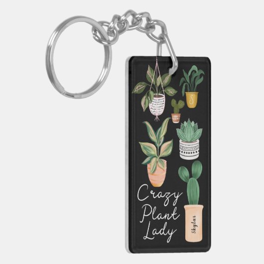 Crazy Pflanze Lady| Chic Watercolor - Pflanze Schlüsselanhänger (Vorderseite links)